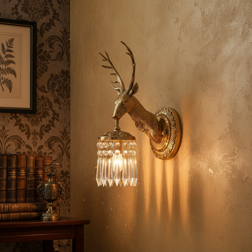 Antler aplique de pared de cristal