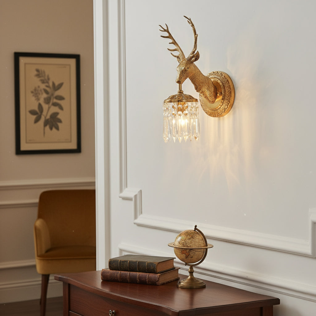 Antler aplique de pared de cristal