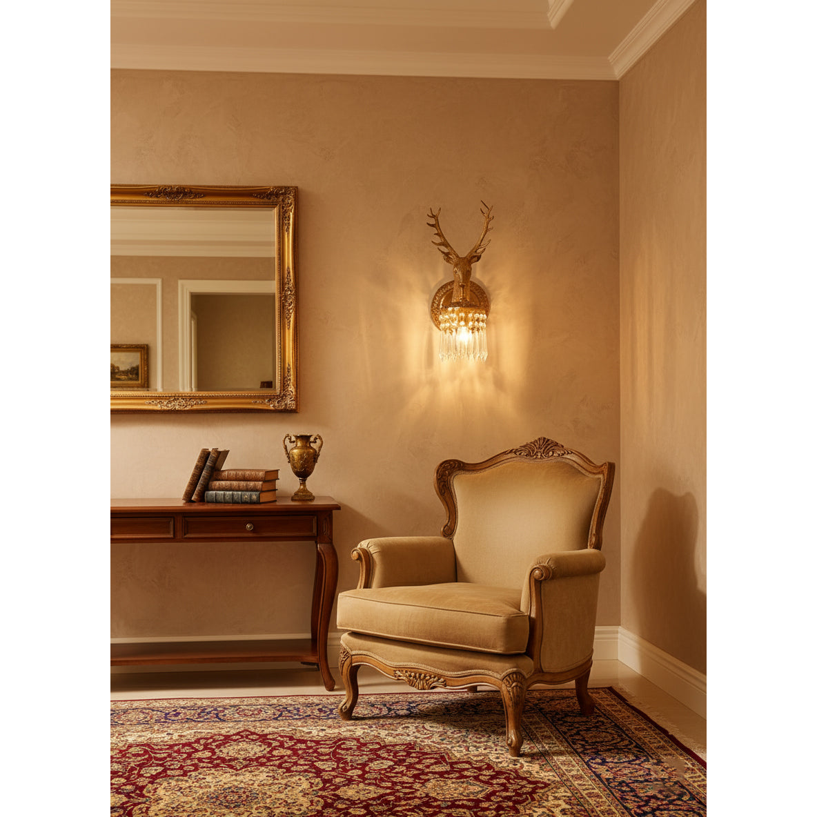Antler aplique de pared de cristal