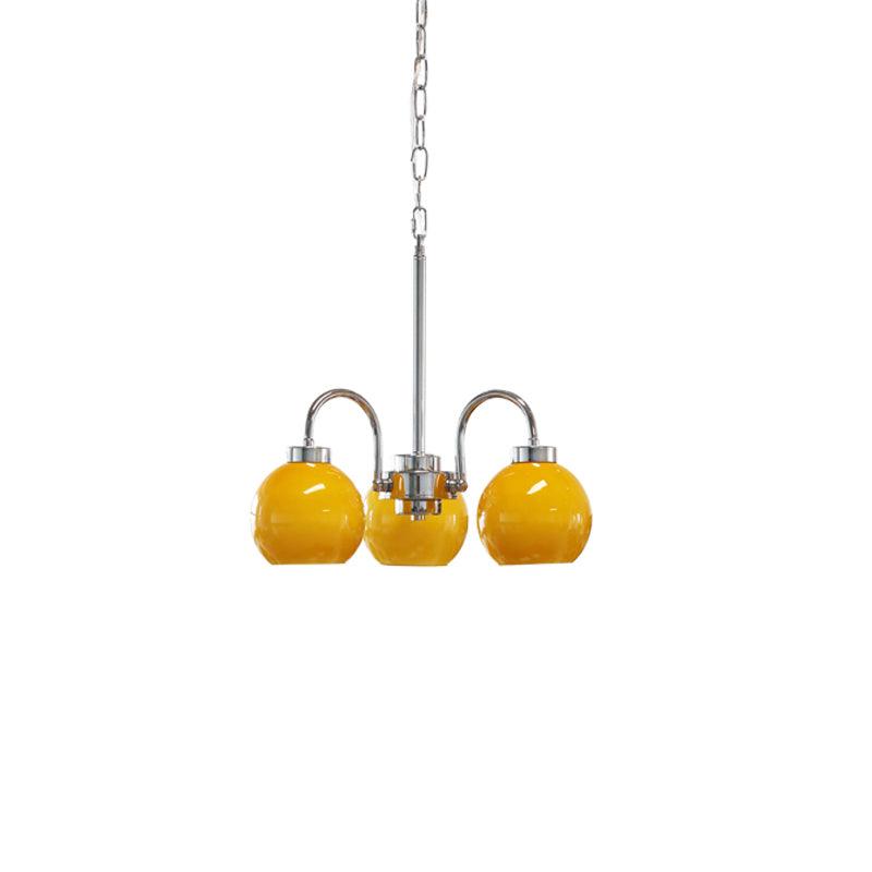 Liororian lámpara de araña con globos de vidrio amarillo