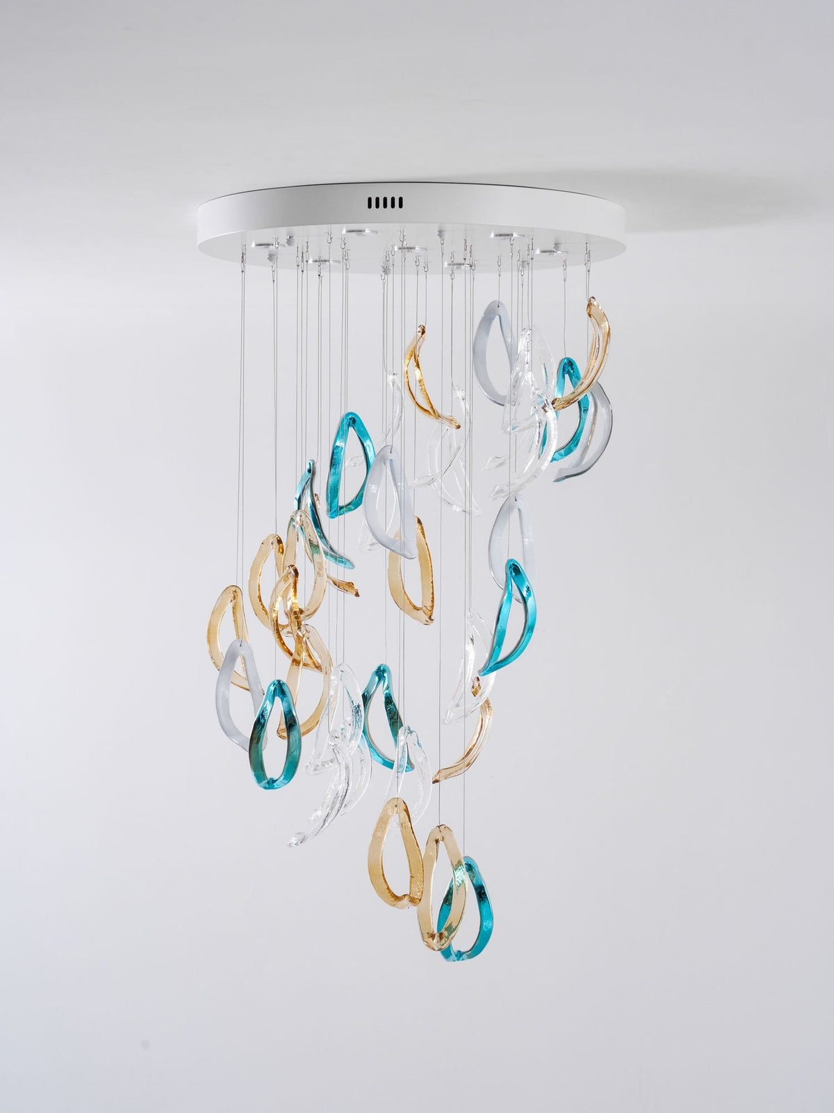 AquaFlux Grand Cascade efecto ondulado vidrio Art Customize lámpara de araña