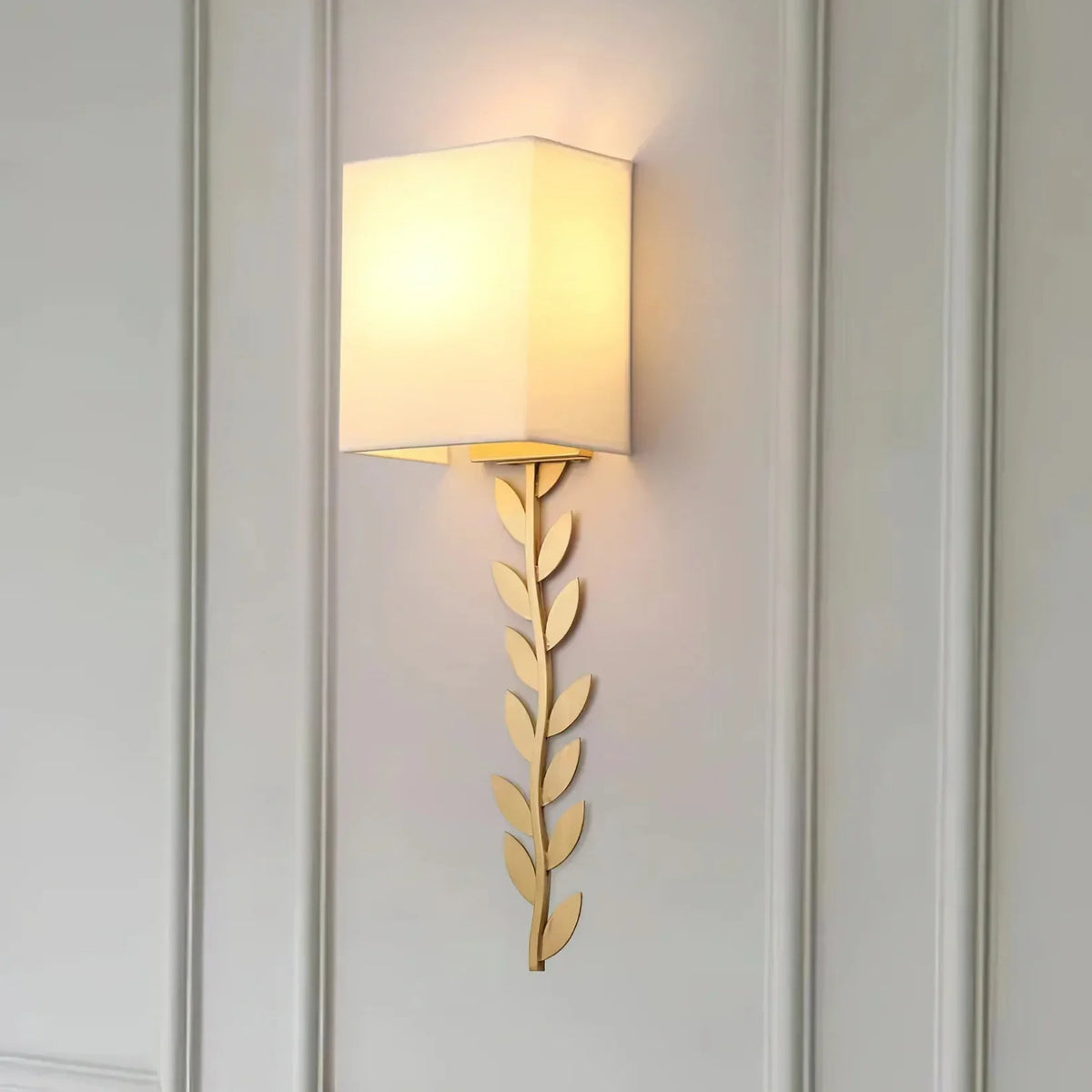 Verve Wall Lamp Brass Leaf Fabric