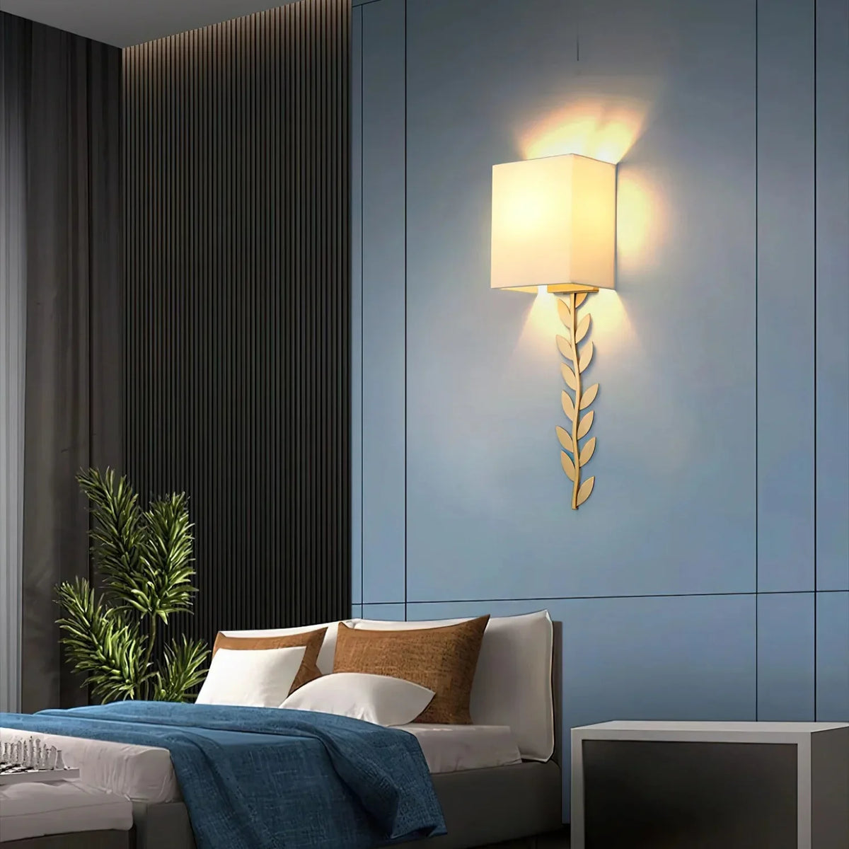 Verve Wall Lamp Brass Leaf Fabric