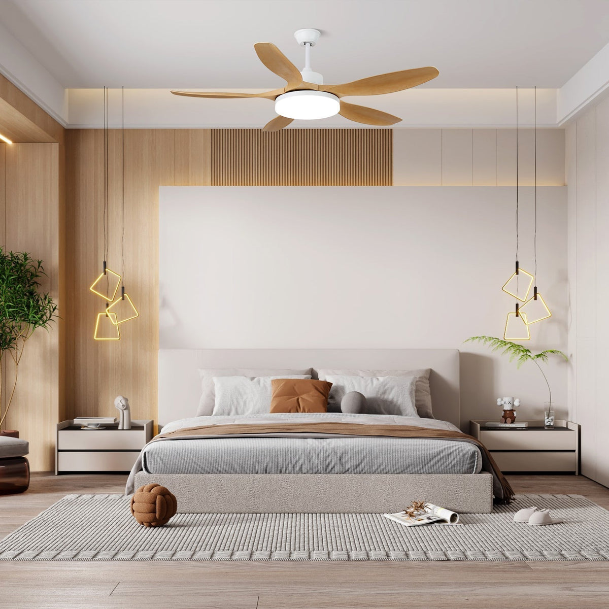 Arysen ventilador de techo con luz minimalista de madera
