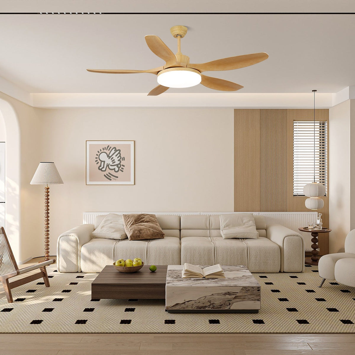 Arysen ventilador de techo con luz minimalista de madera