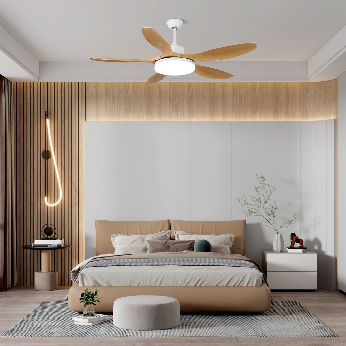 Arysen ventilador de techo con luz minimalista de madera