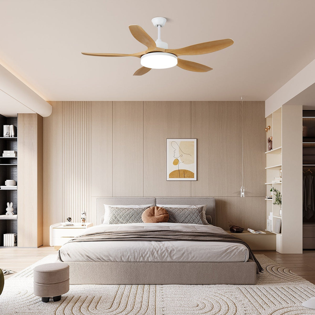 Arysen ventilador de techo con luz minimalista de madera