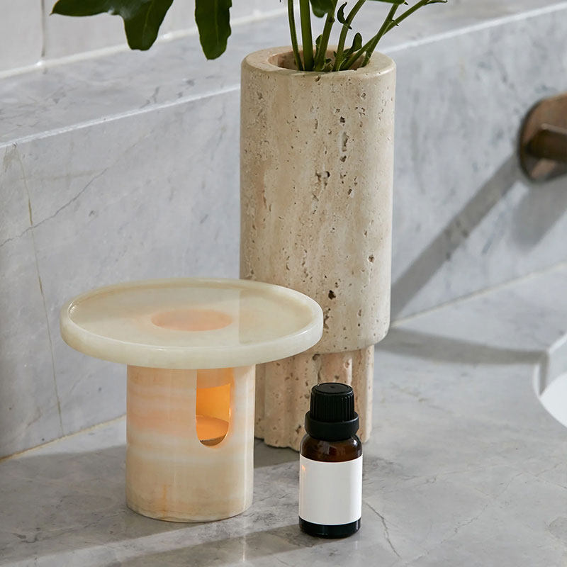 Calven Pillar mármol Soporte para velas