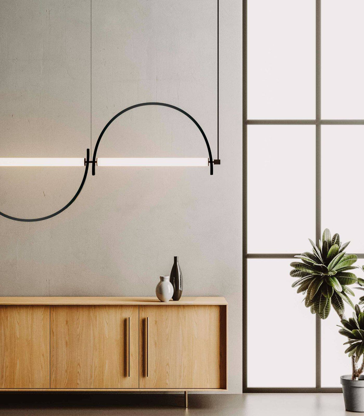 Arched lámpara de araña lineal con LED