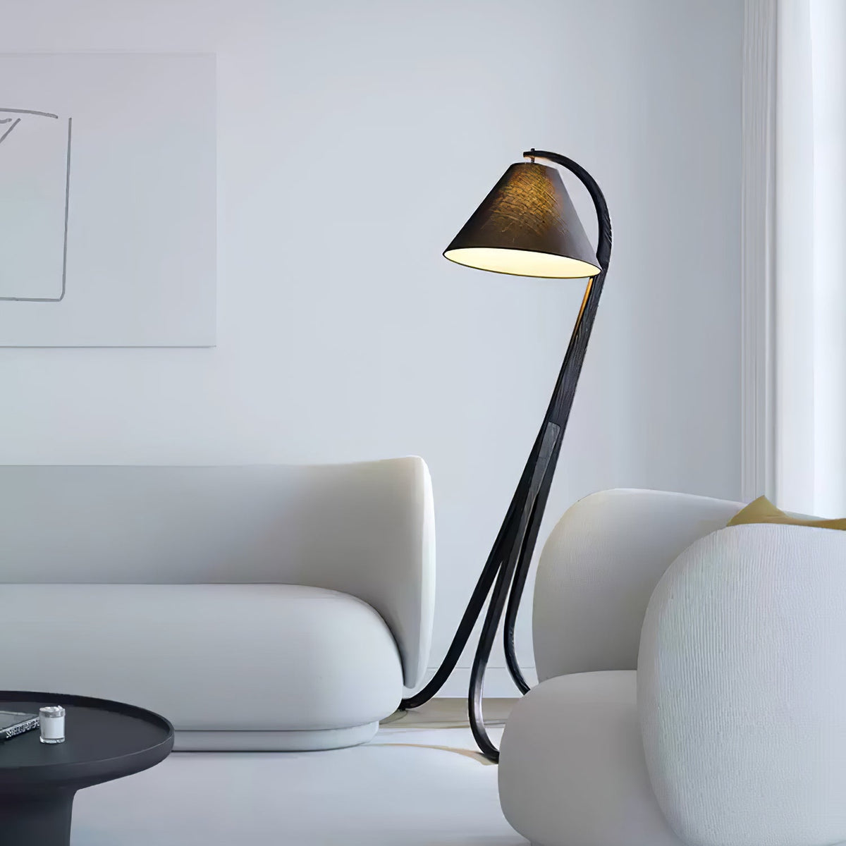 Udorila lámpara de pie curva de madera