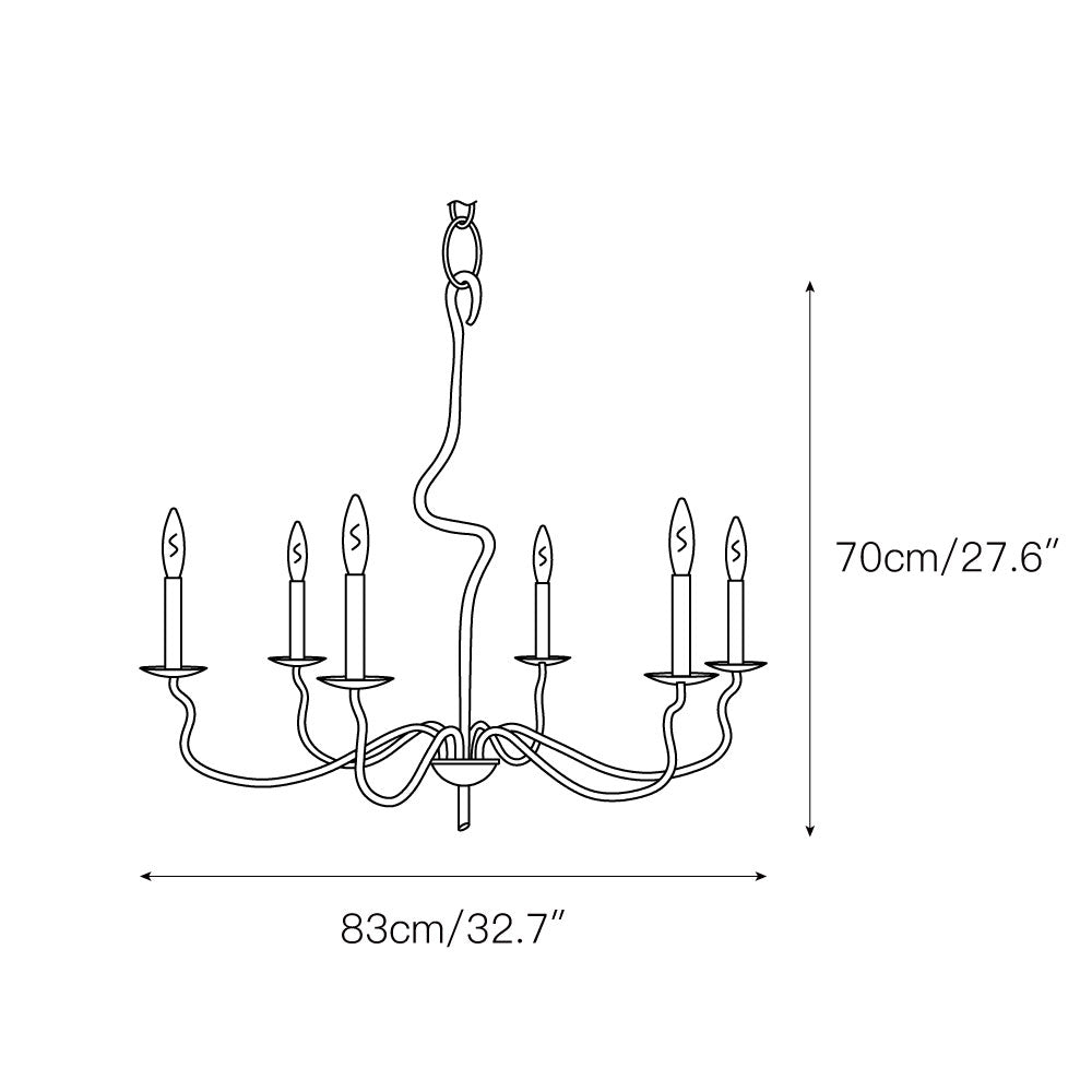 Rauduvyo lámpara de araña moderna minimalista industrial de metal