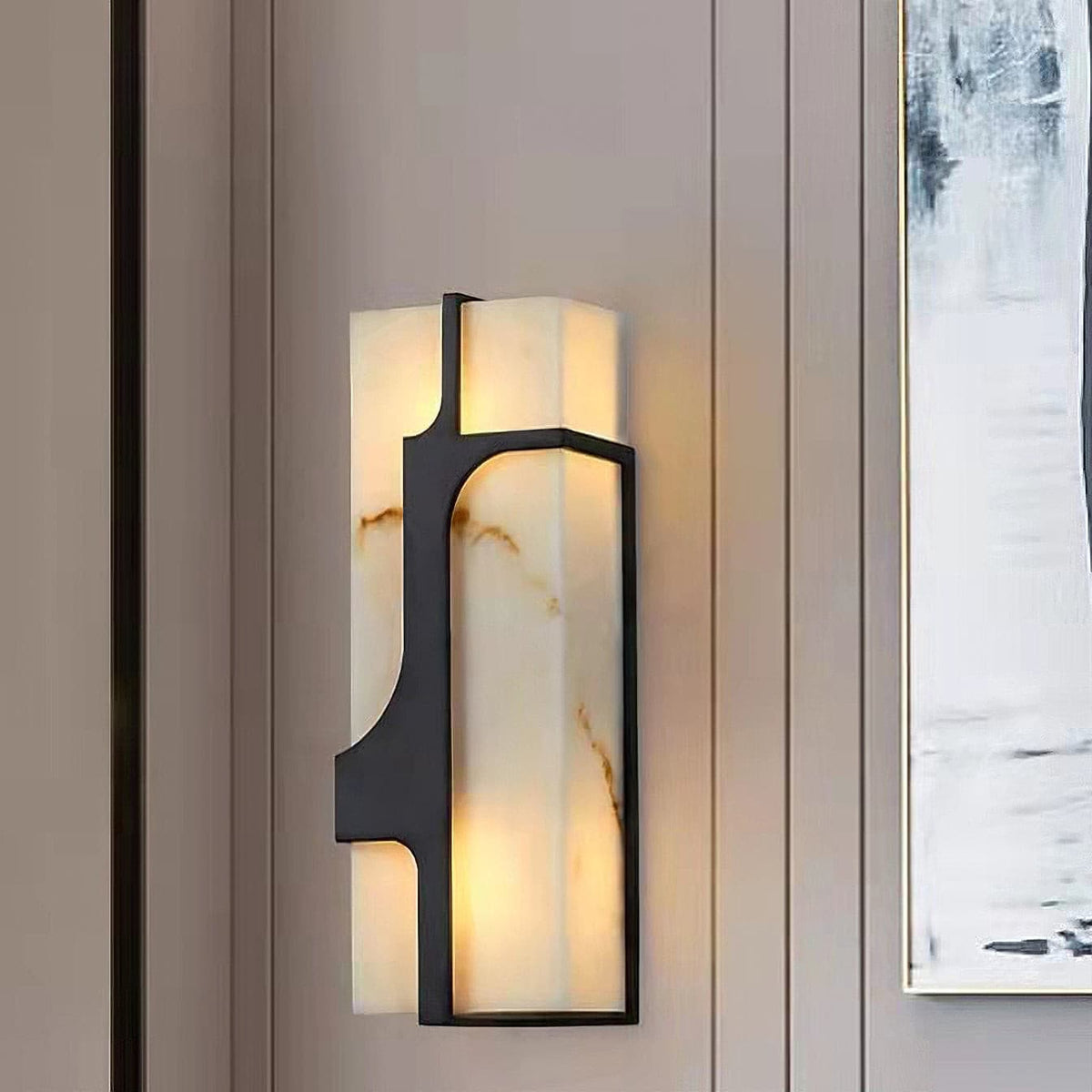 Ariel aplique de pared alabastro y latón Elegancia