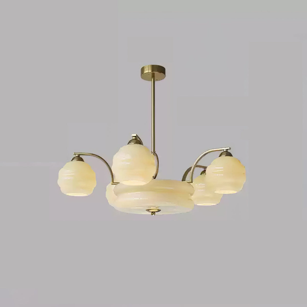Celeelle lámpara de araña Art Deco Vintage dorada vidrio