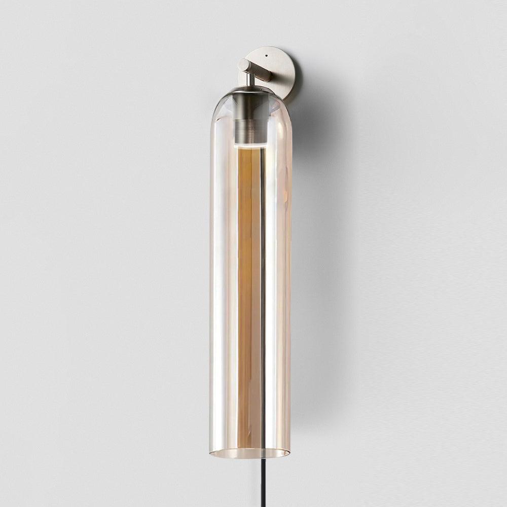 Aplique de pared con cilindro de vidrio y enchufe enchufable