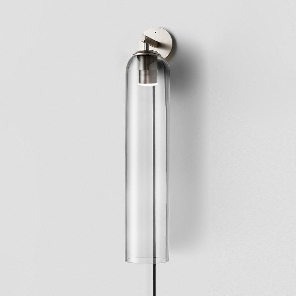 Aplique de pared con cilindro de vidrio y enchufe enchufable