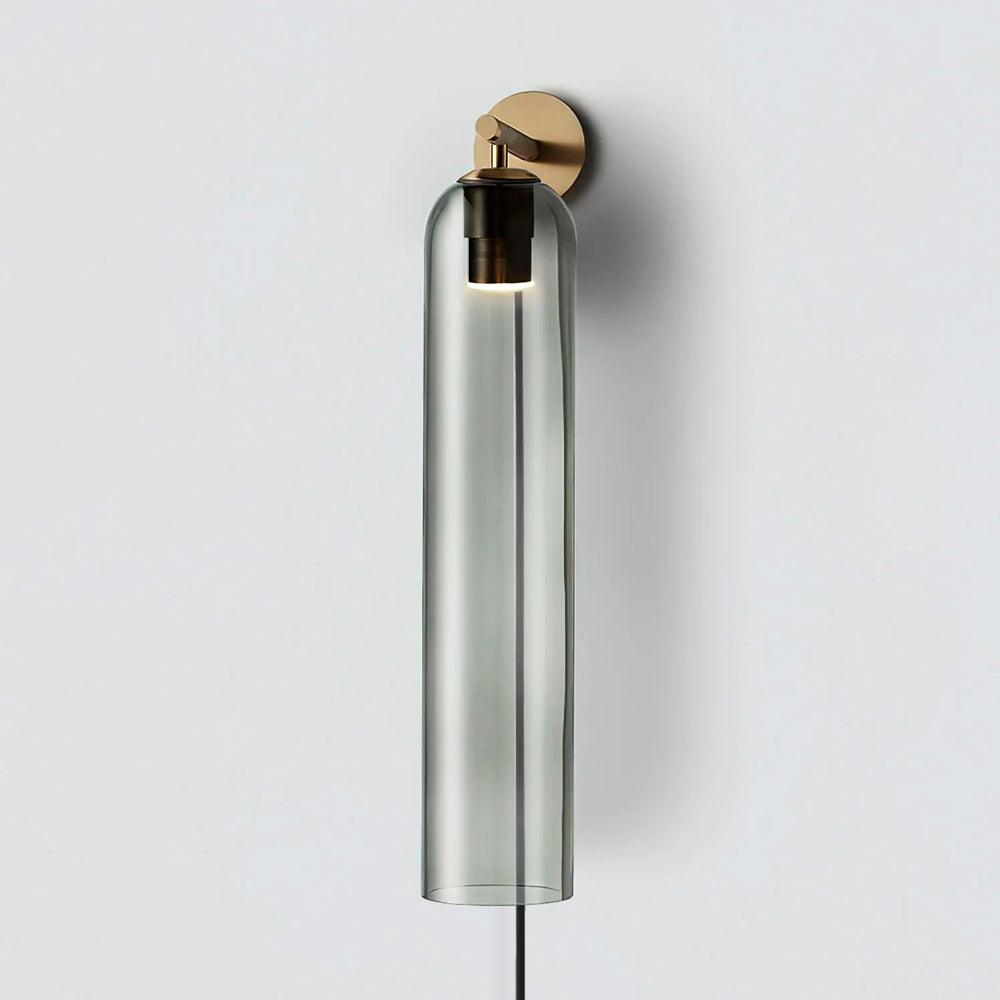 Aplique de pared con cilindro de vidrio y enchufe enchufable