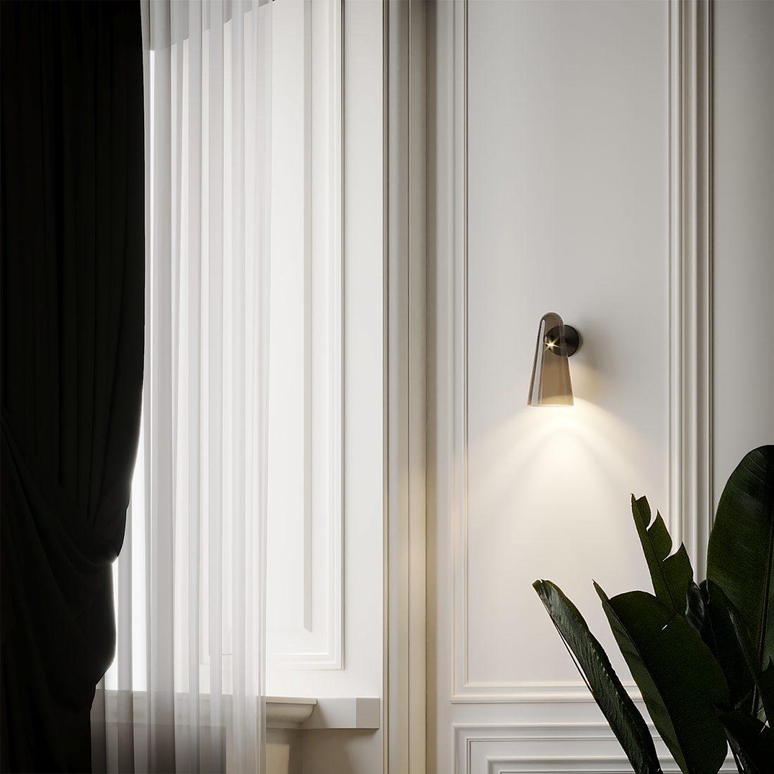 Lioririella aplique de pared con pantalla de vidrio cónico