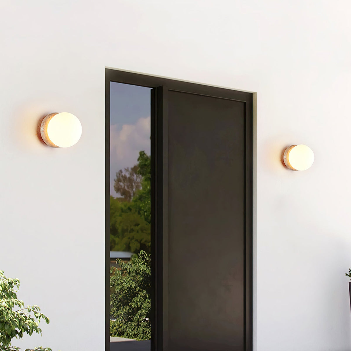 Taverelia aplique de pared redondo con placa de travertino