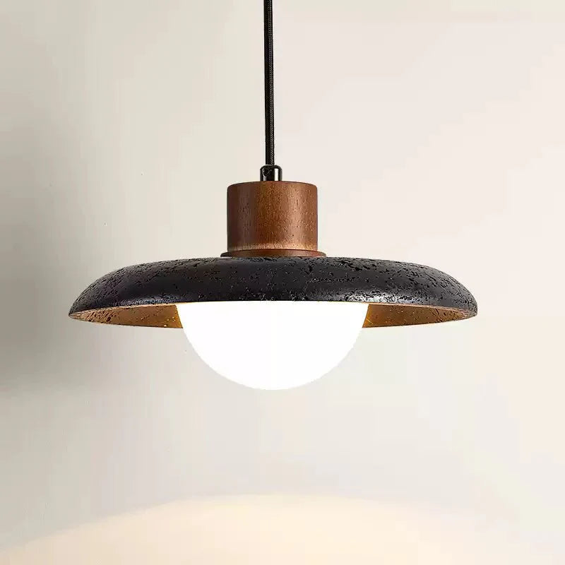 Zenk lámpara colgante de cúpula en travertino negro
