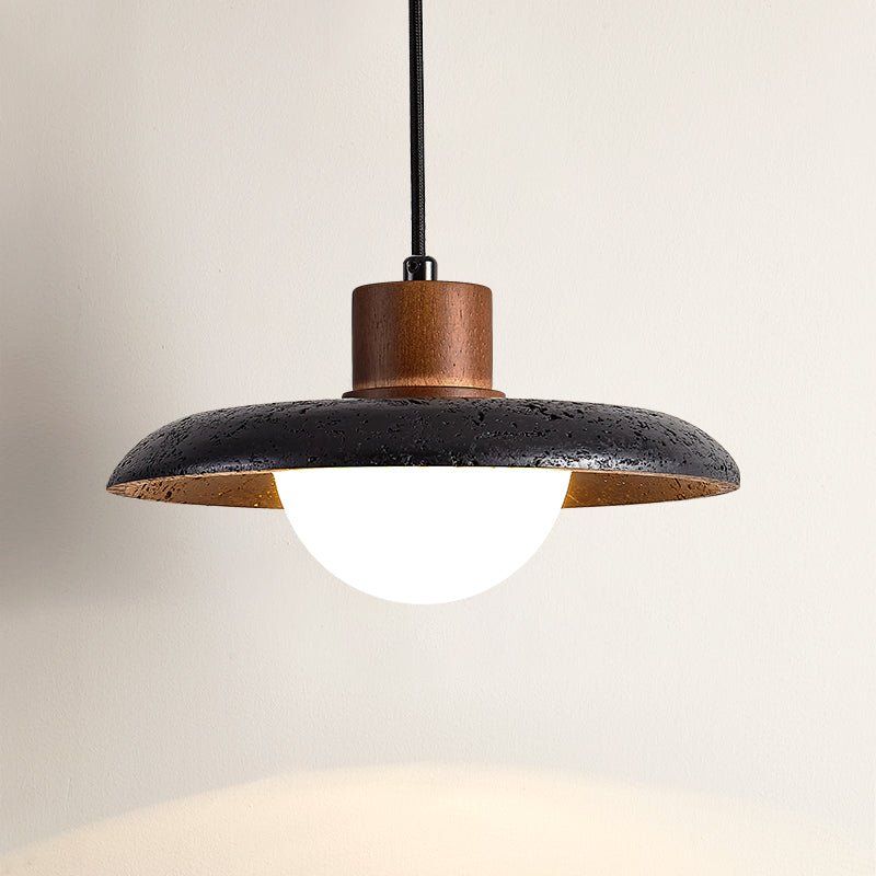 Zenk lámpara colgante de cúpula en travertino negro