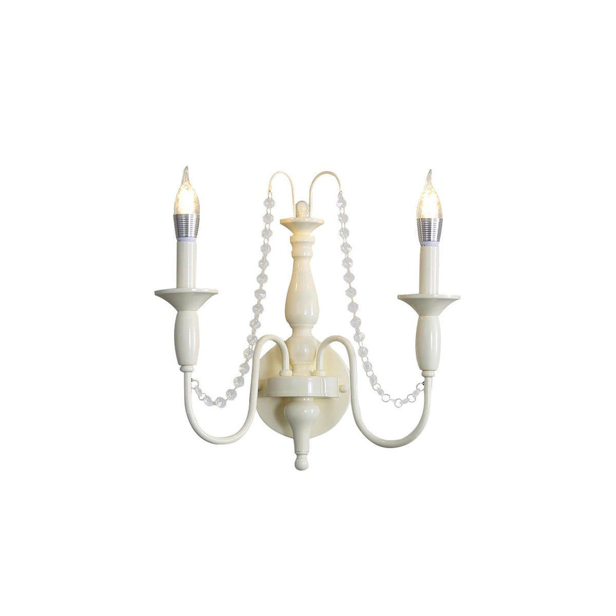 Jarnbruvys aplique de pared tradicional de vela en metal con decoración de cristal