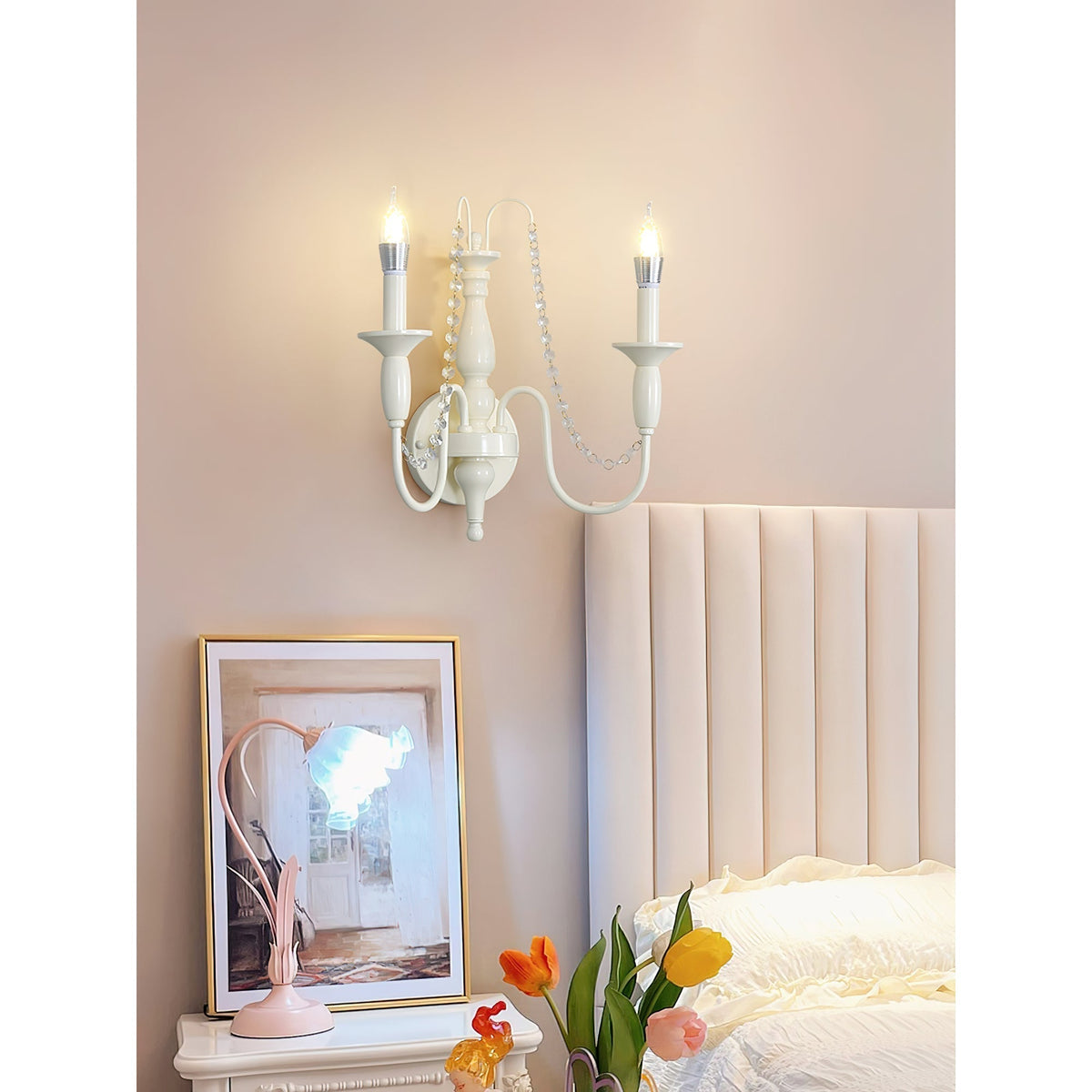 Jarnbruvys aplique de pared tradicional de vela en metal con decoración de cristal