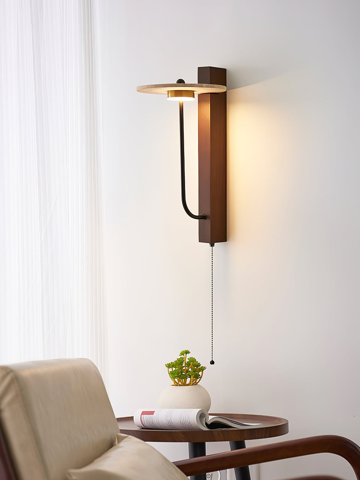 Viphayra aplique de pared con brazo articulado en travertino