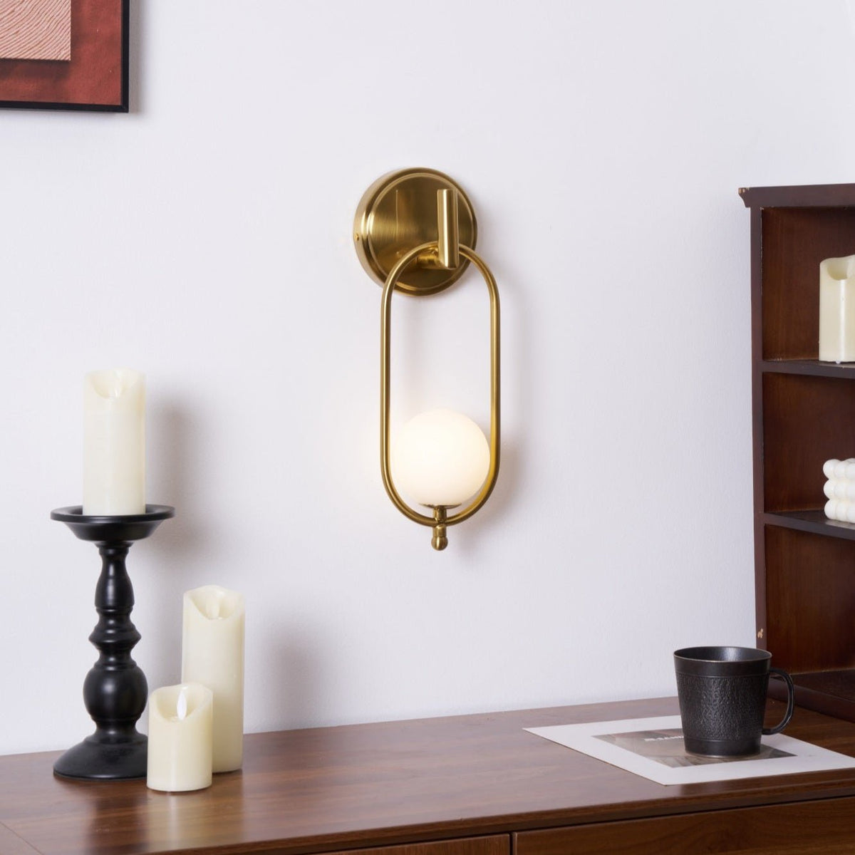 Cumirisra aplique de pared moderno minimalista de latón con pantalla de vidrio