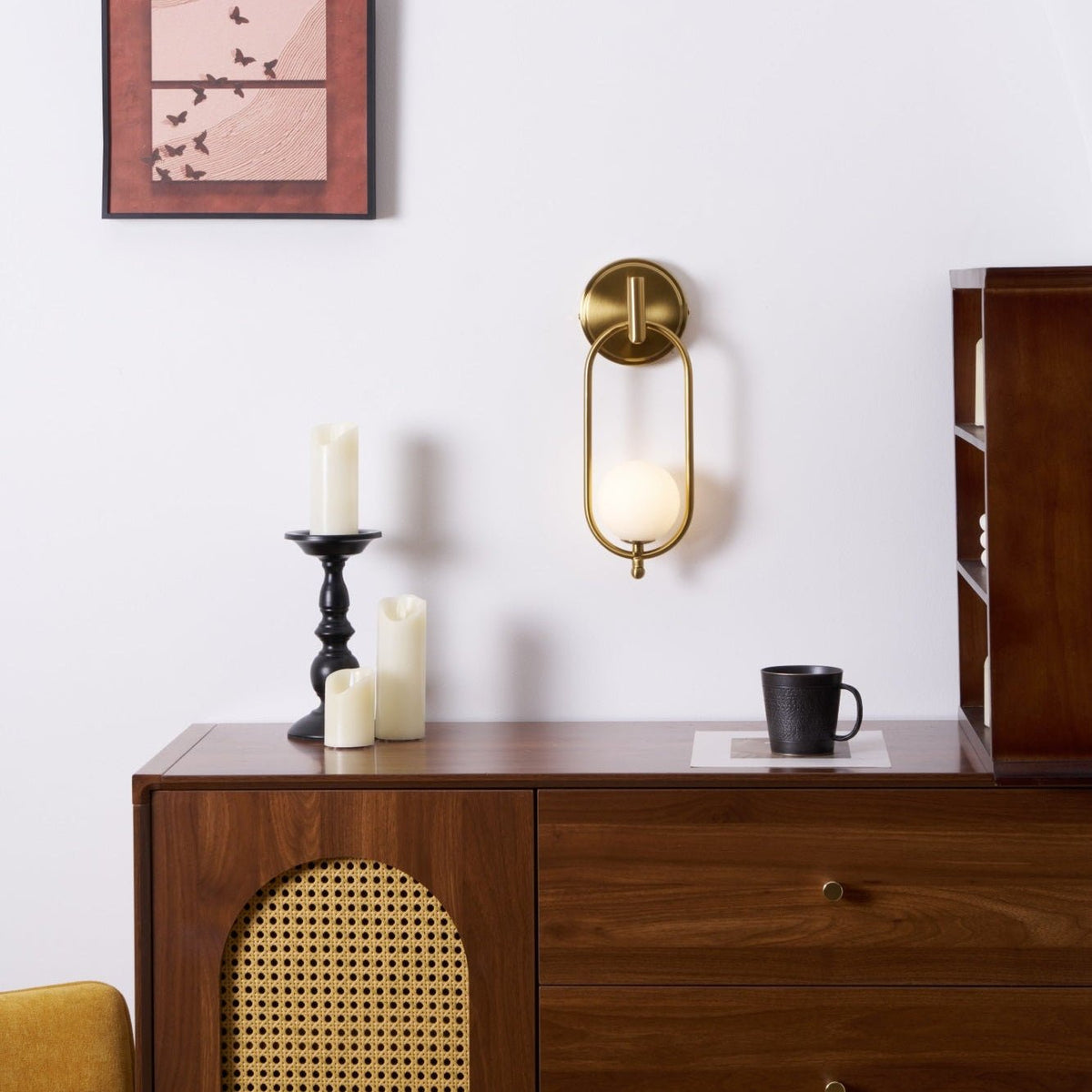 Cumirisra aplique de pared moderno minimalista de latón con pantalla de vidrio