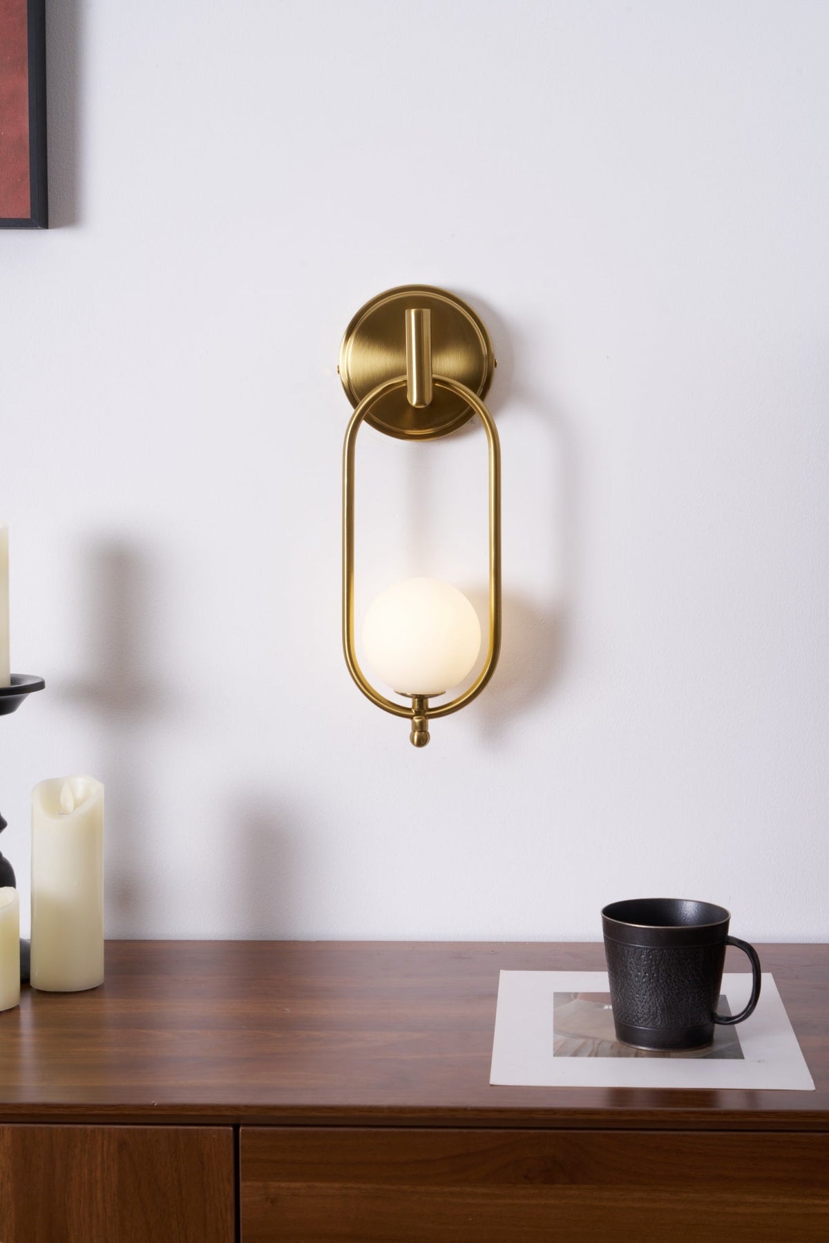 Cumirisra aplique de pared moderno minimalista de latón con pantalla de vidrio