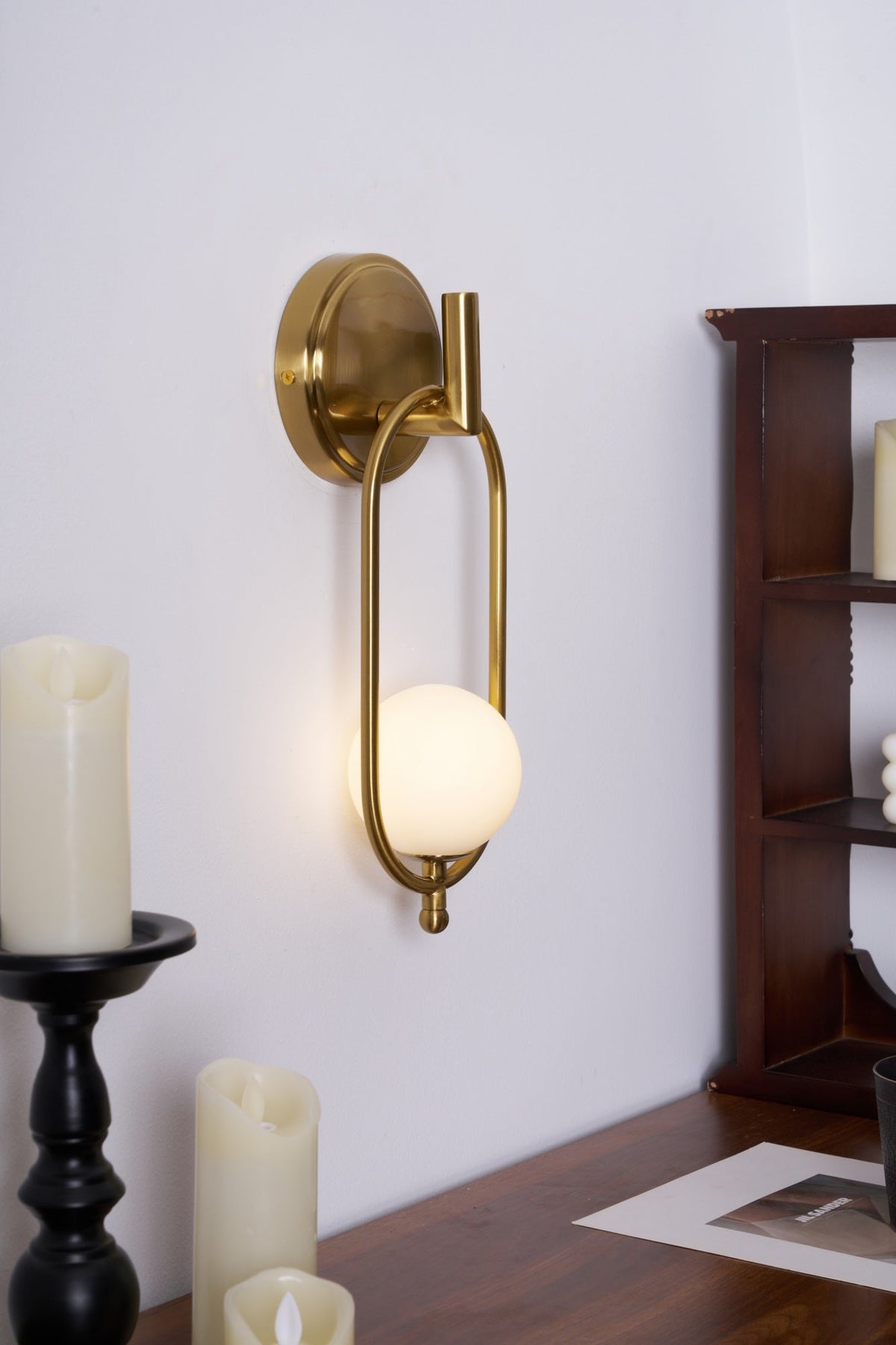 Cumirisra aplique de pared moderno minimalista de latón con pantalla de vidrio