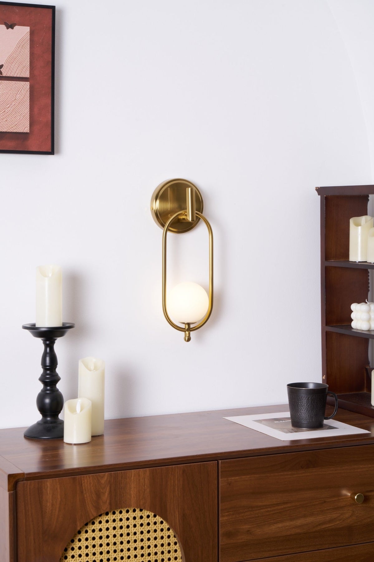 Cumirisra aplique de pared moderno minimalista de latón con pantalla de vidrio