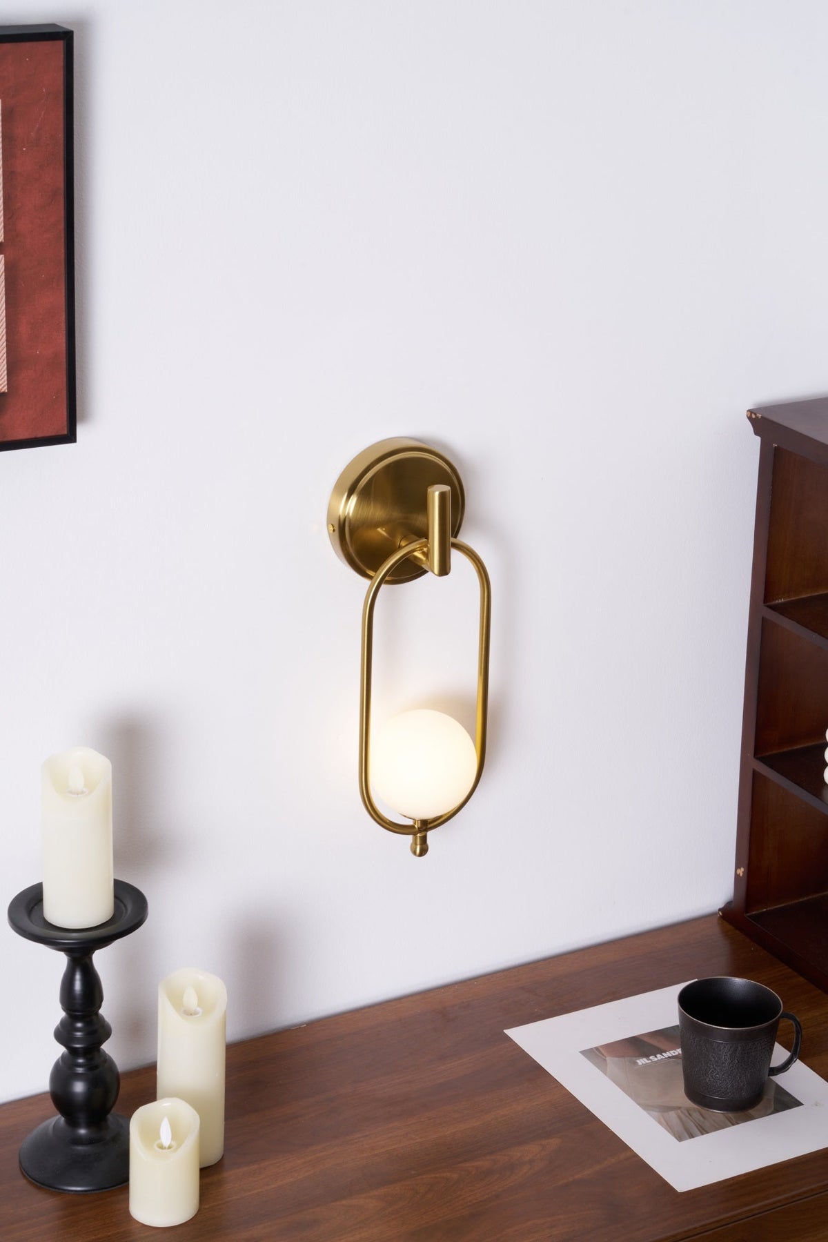 Cumirisra aplique de pared moderno minimalista de latón con pantalla de vidrio