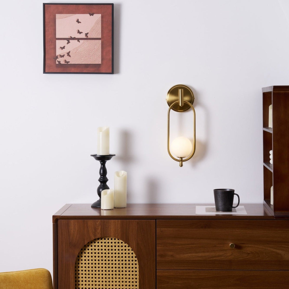Cumirisra aplique de pared moderno minimalista de latón con pantalla de vidrio