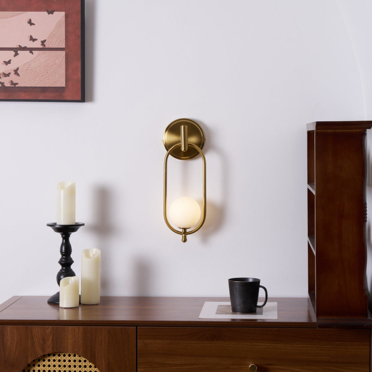 Cumirisra aplique de pared moderno minimalista de latón con pantalla de vidrio