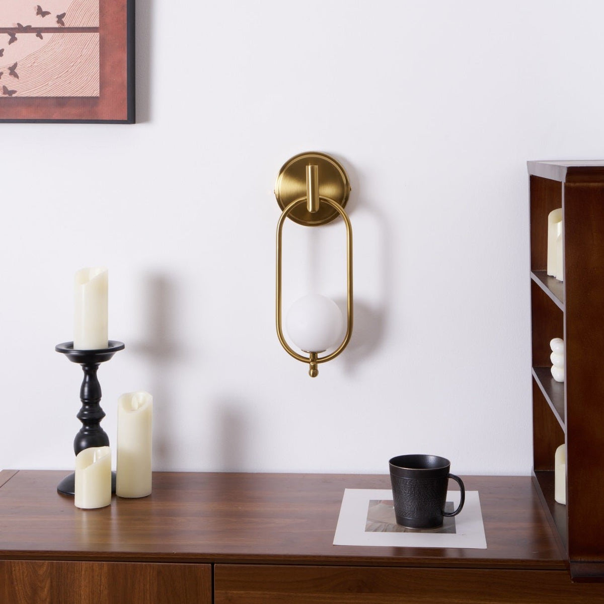 Cumirisra aplique de pared moderno minimalista de latón con pantalla de vidrio