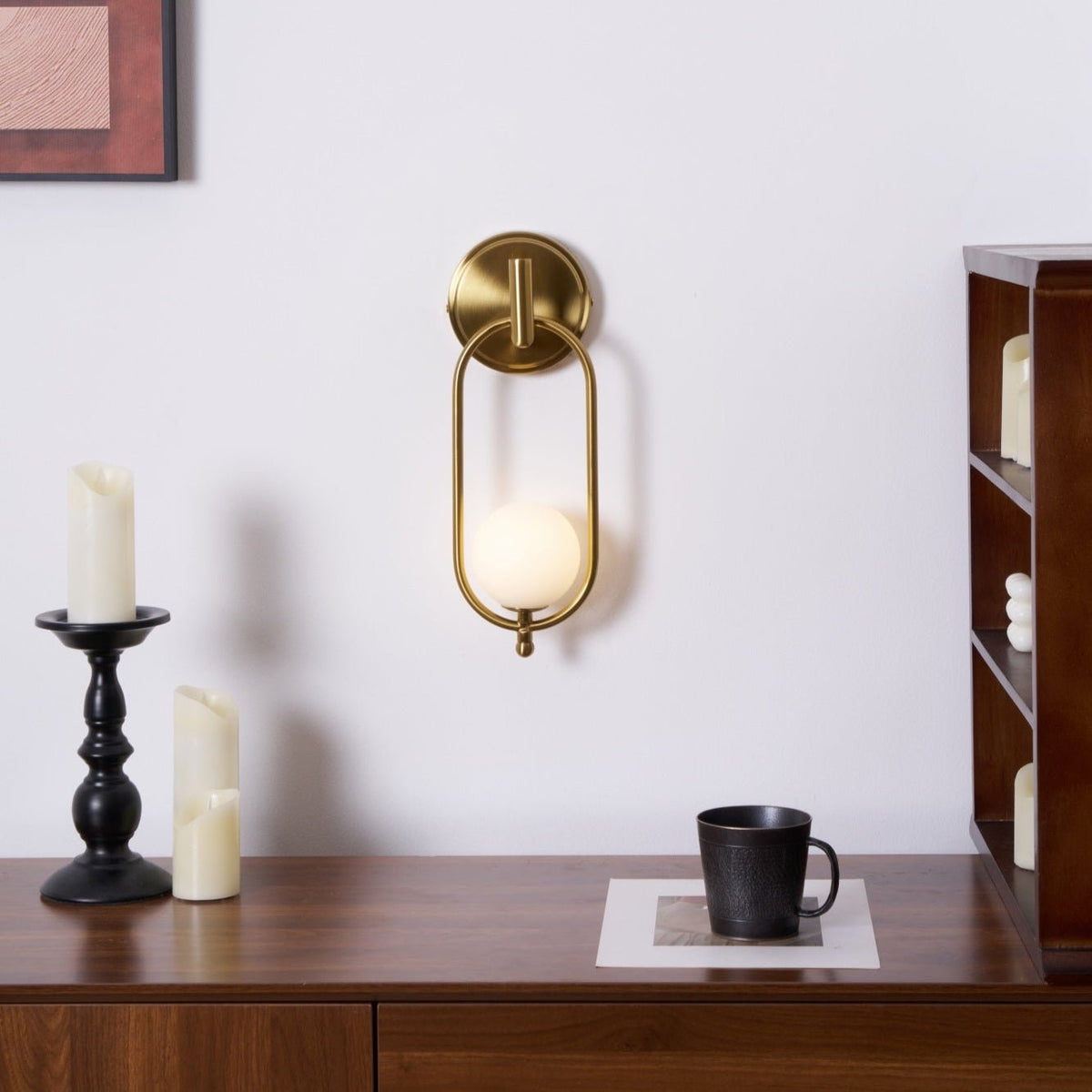 Cumirisra aplique de pared moderno minimalista de latón con pantalla de vidrio