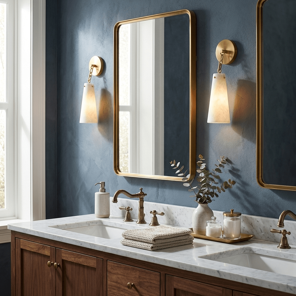 Alborelle aplique de pared con pantalla de alabastro cónico