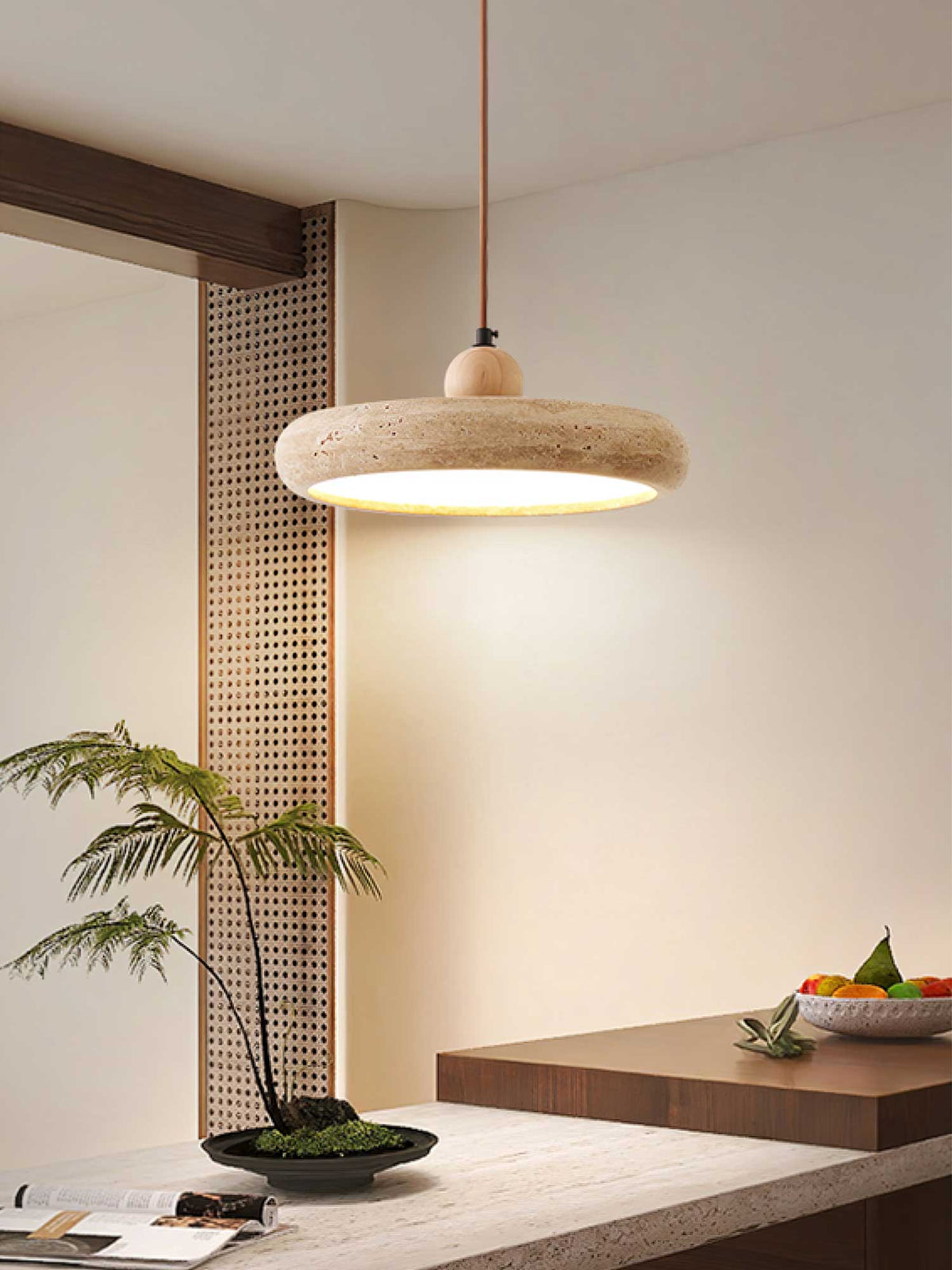 Noraraine lámpara colgante minimalista de travertino