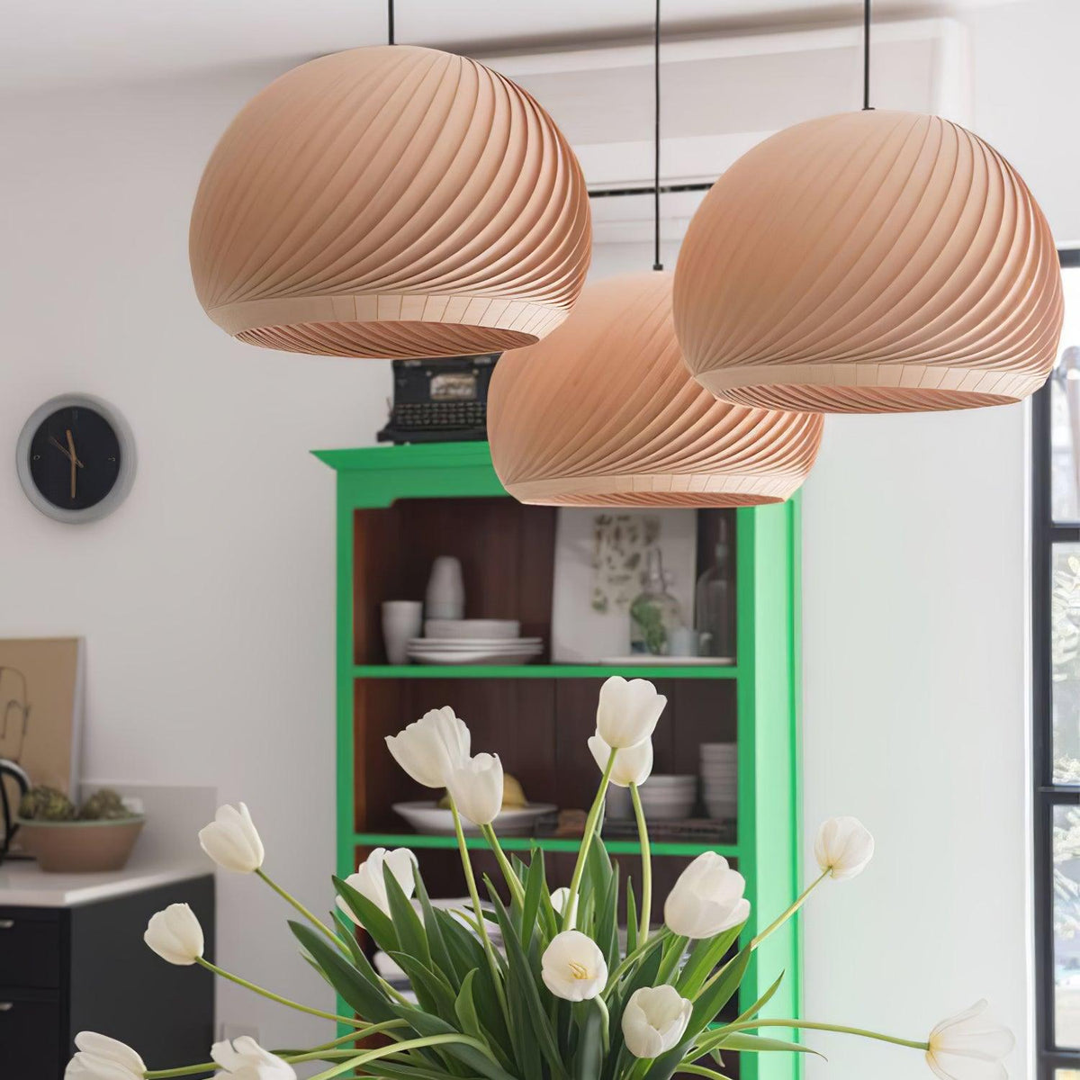 Biltes lámpara colgante vintage de madera