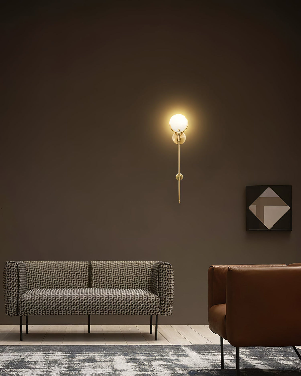 Ljomuvyo aplique de pared moderno minimalista de latón con sombra de alabastro