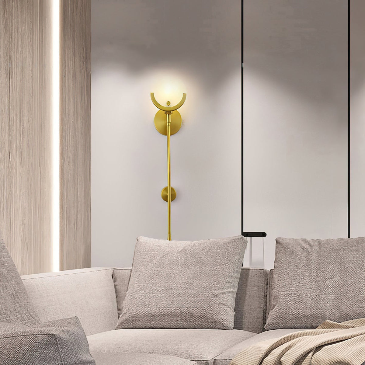 Ljomuvyo aplique de pared moderno minimalista de latón con sombra de alabastro