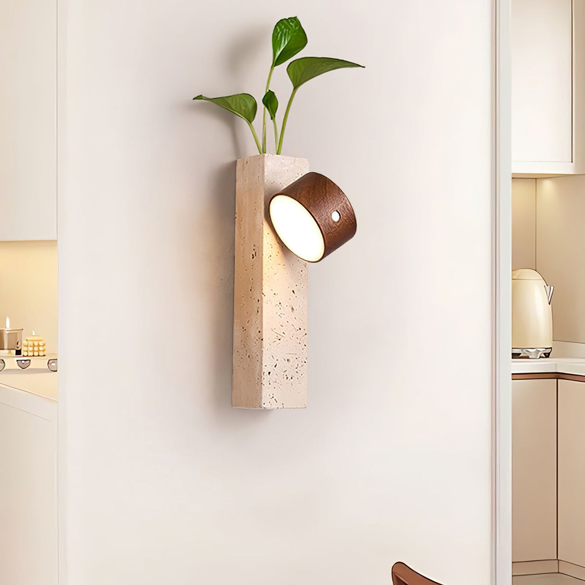 Dalvor aplique de pared rectangular en travertino