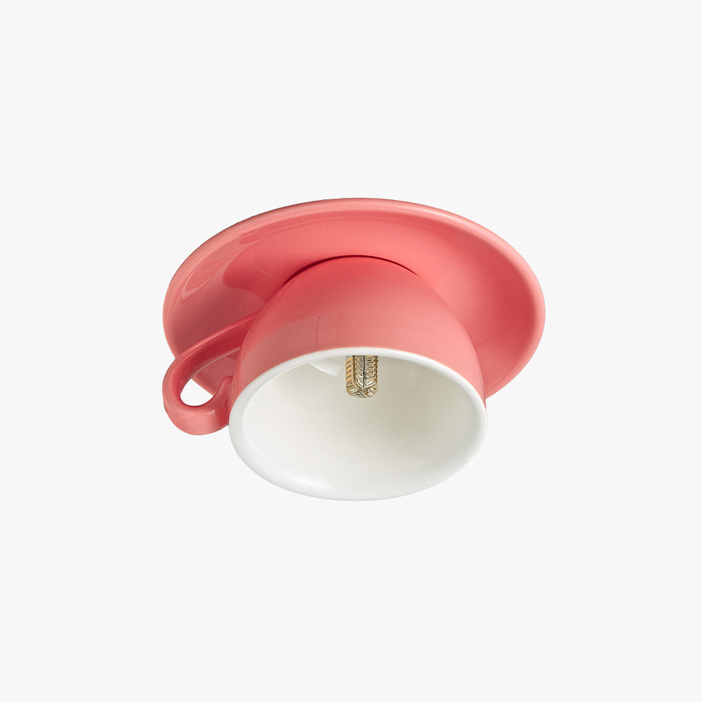 Valentina Lámpara de Techo Modern Coffee Cups Ceramic Flush Azul/Rosa/Amarillo