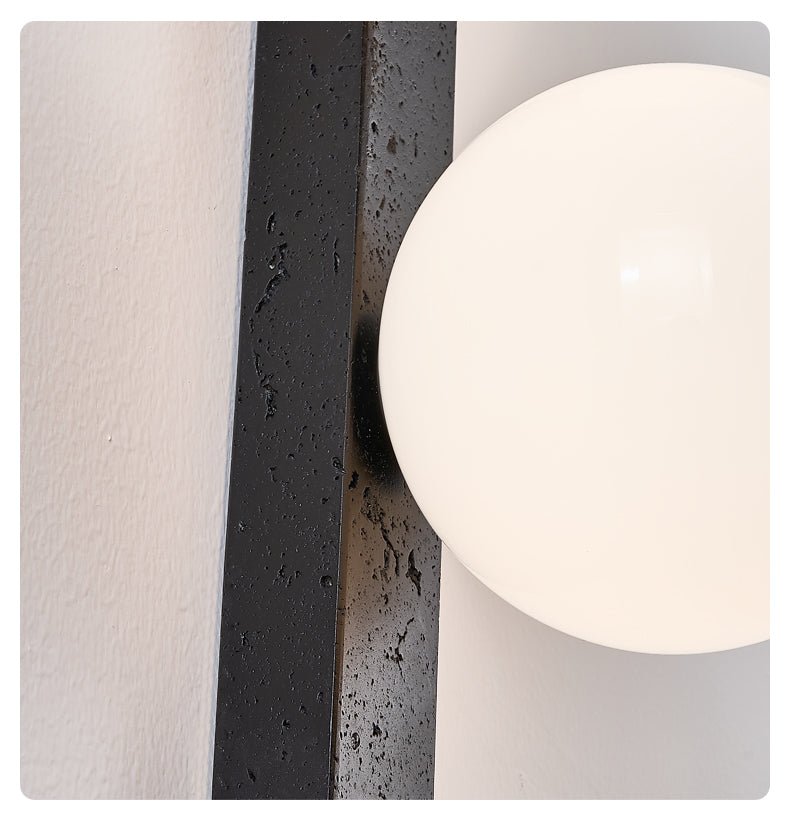 Zoshaira aplique de pared con globo negro y travertino
