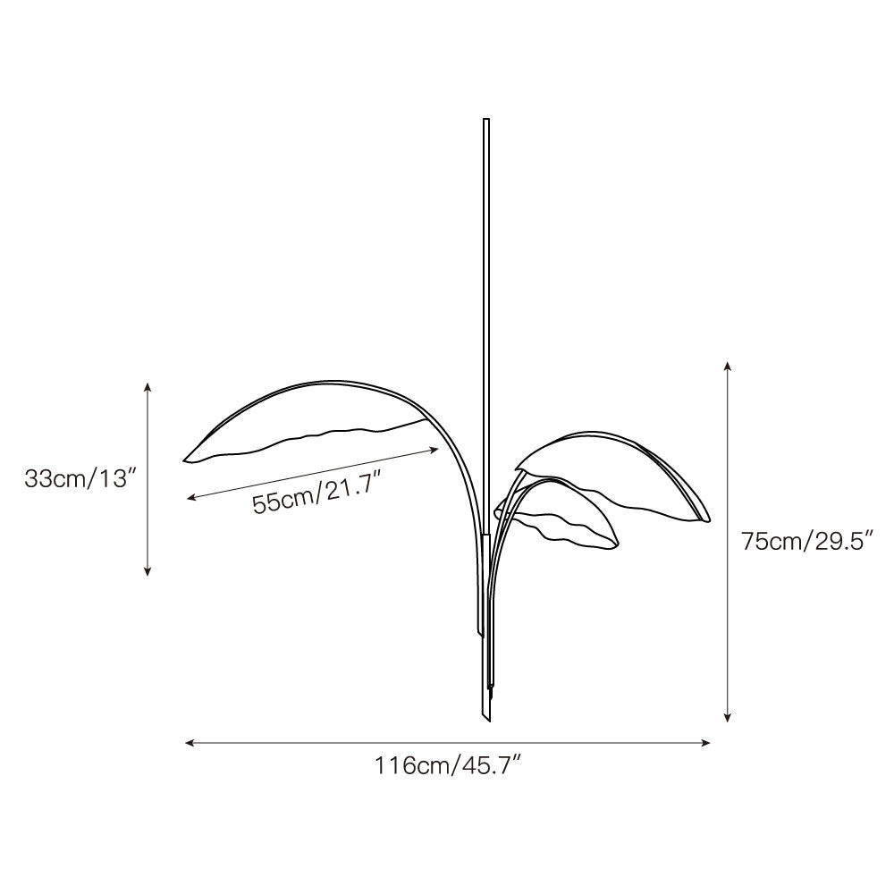 Rauduvyu lámpara de araña moderna minimalista con hojas en negro de metal