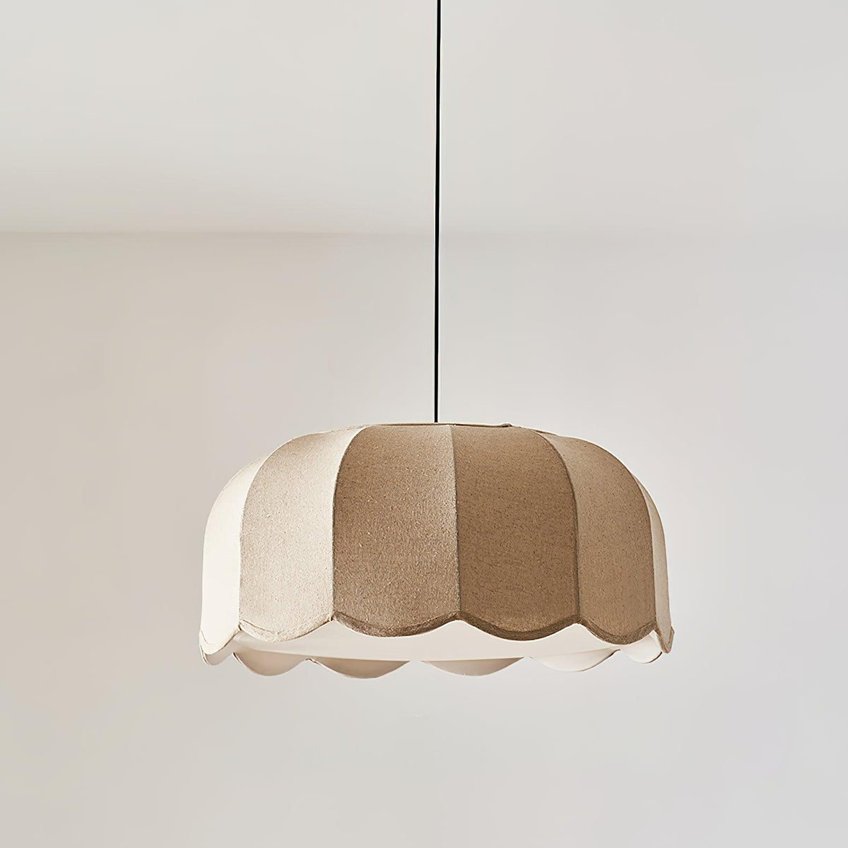 Linoaya lámpara colgante rústica con tejido beige