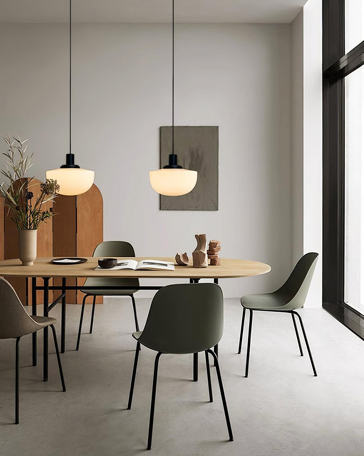 Lámpara colgante de vidrio cúpula metal montaje minimalista relajante