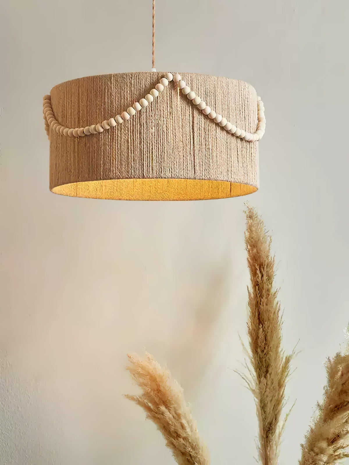 Ershaa lámpara colgante elegancia con cuentas naturales estilo boho