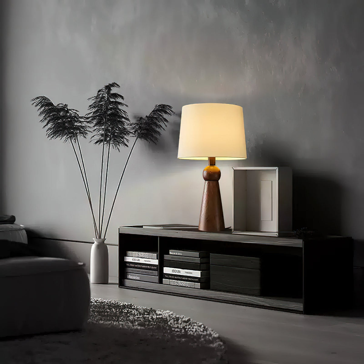 Lioria lámpara de mesa de madera y tejido